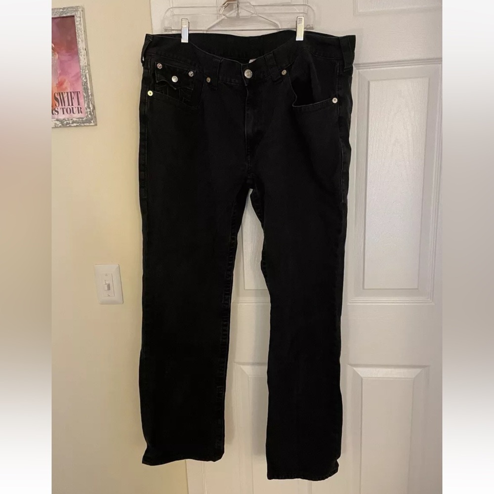 True religion Men's Black straight leg jeans  size 42